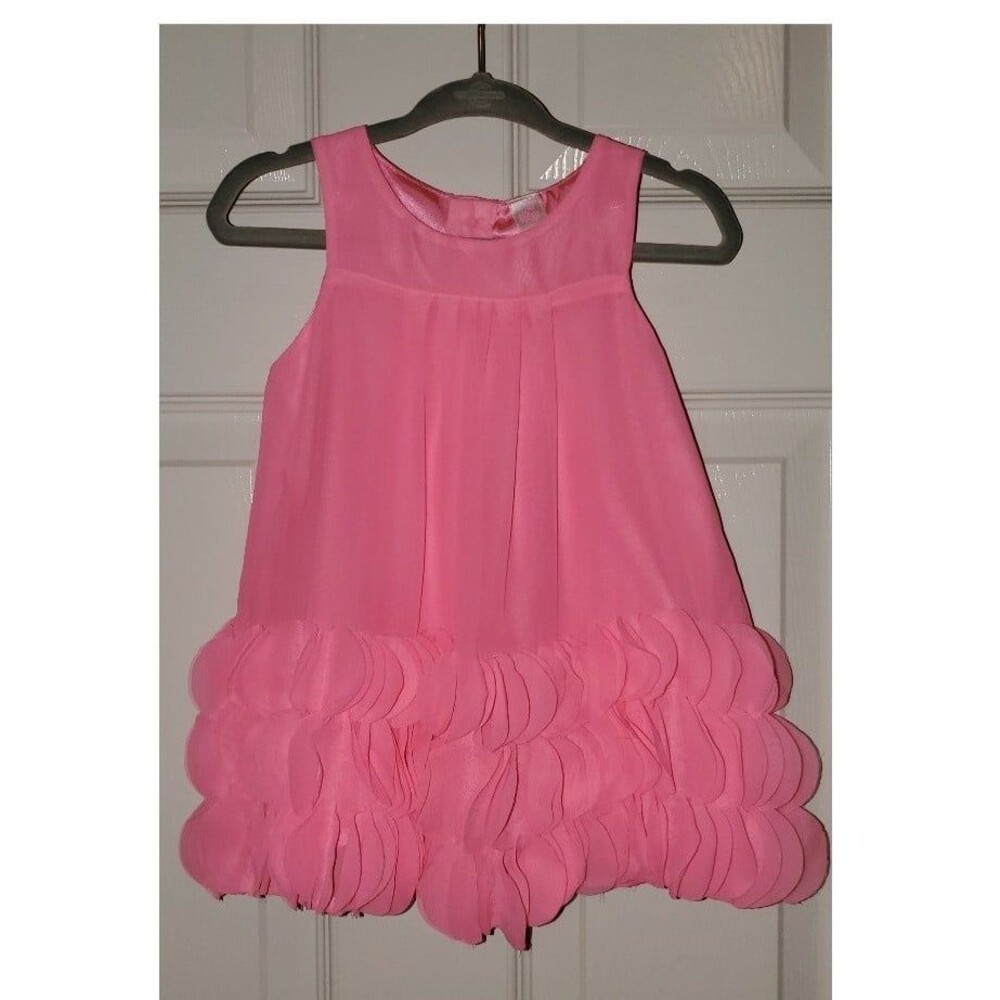 EUC Cherokee Toddler Size 12m Hot Pink Party Dress Ruffles